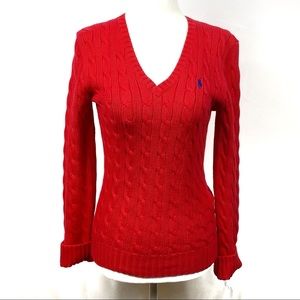Ralph Lauren Sport, Red Cable Knit Sweater